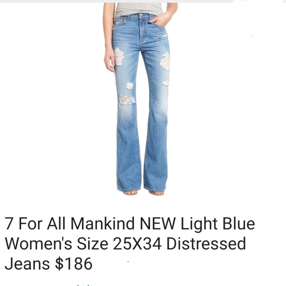 🎀Clearance🎀 NWT 7 for all Mankind Distressed Hi-waist bootcut 👖 jeans 25x34 - Picture 3 of 6